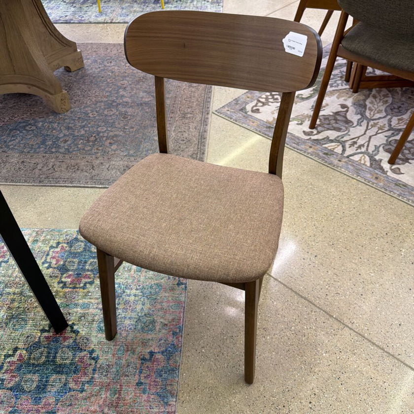 Brown Padded Walnut Dining Chair