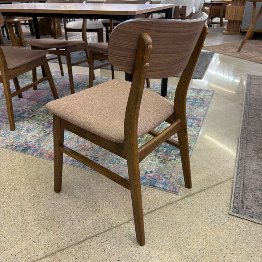 Brown Padded Walnut Dining Chair