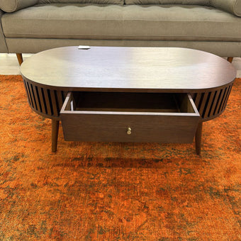 Houston Brown Oval Coffee Table with Drawer
