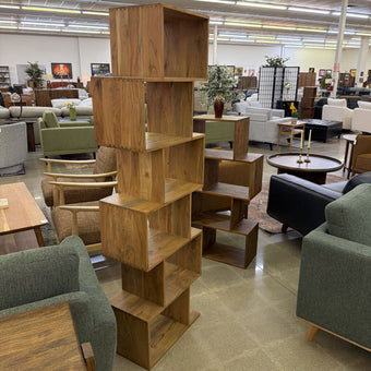 Natural Acacia 6 Cube Shelf