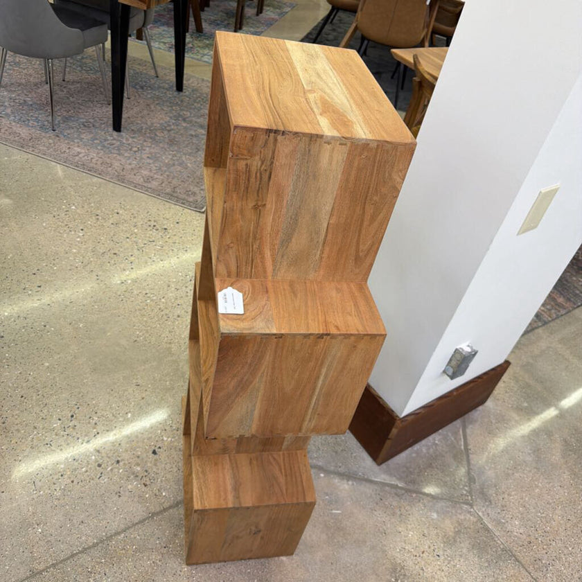 Natural Acacia 4 Cube Shelf