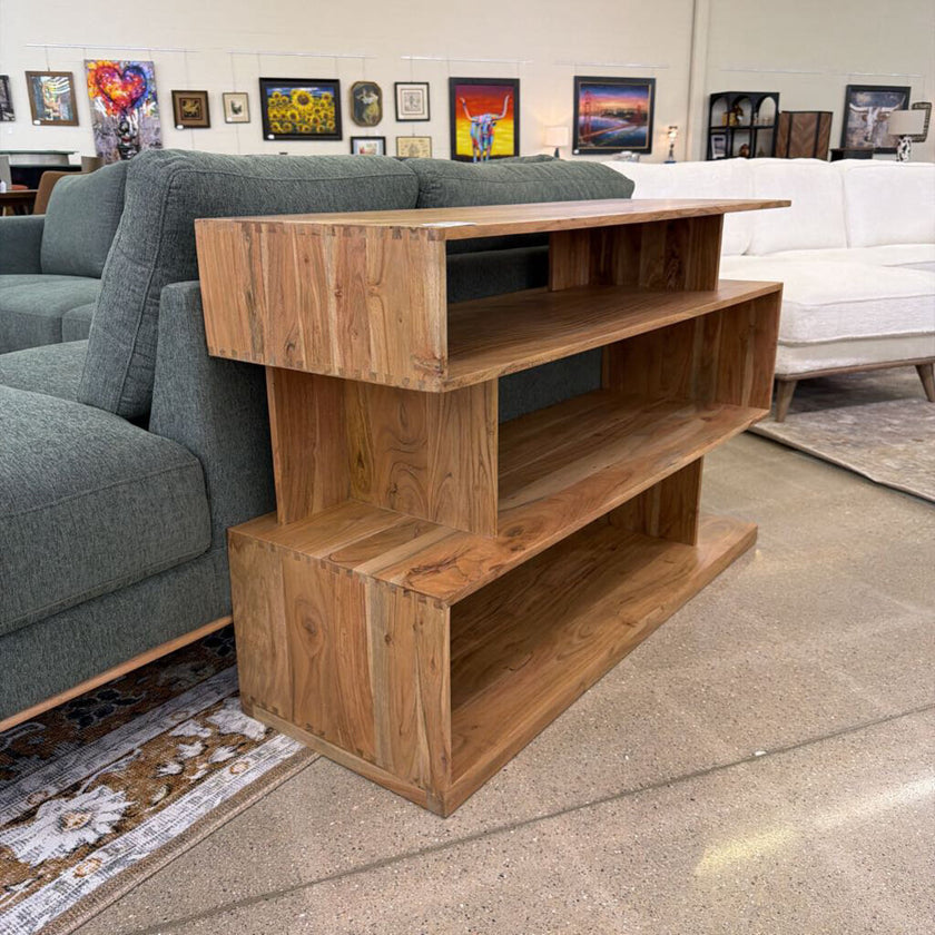Natural Acacia Cube Console Table