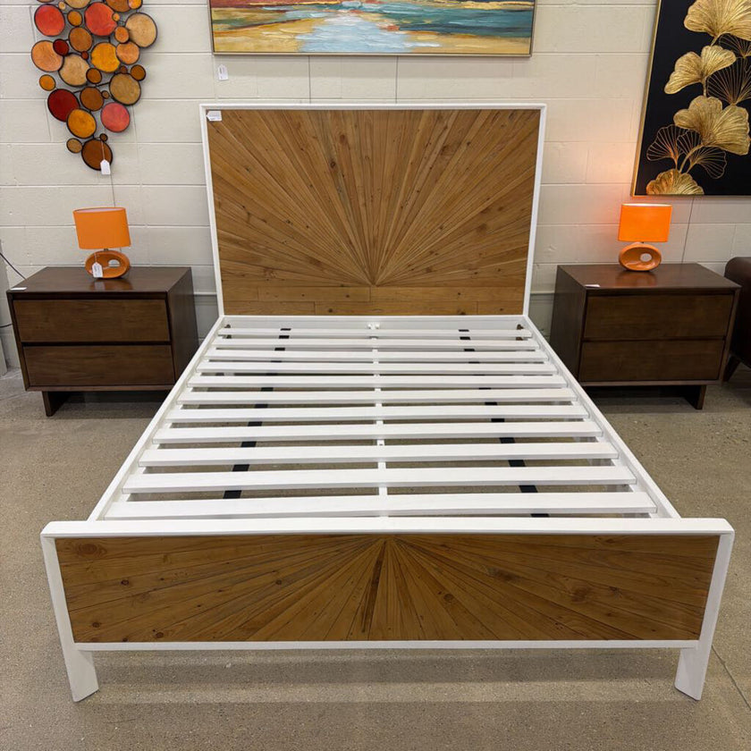 White Pattern Front Queen Bed