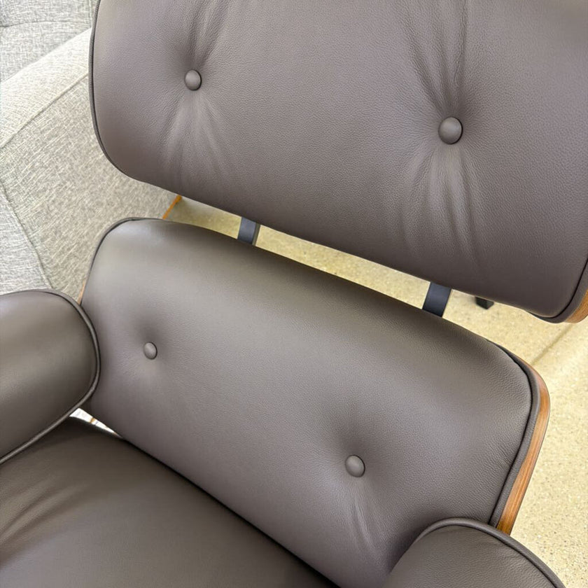 Brown Leather Bentwood Lounge Chair & Ottoman