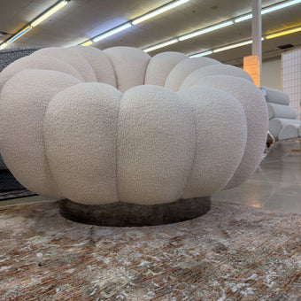 White Boucle Swivel Chair