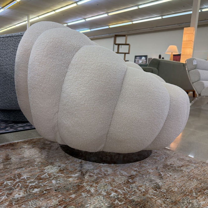 White Boucle Swivel Chair