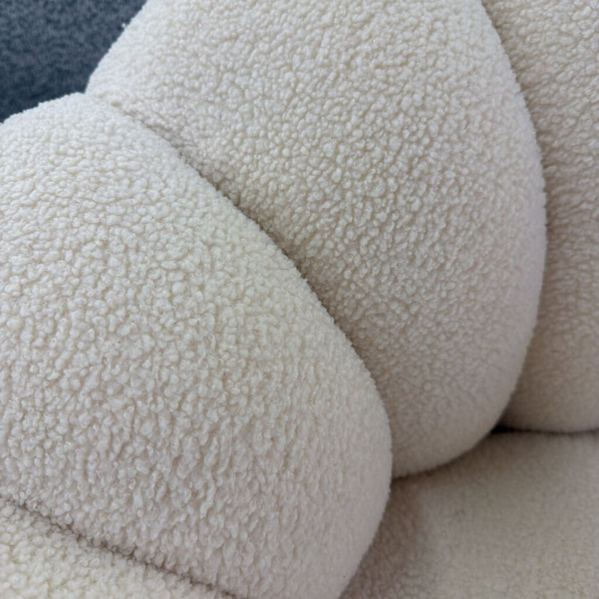 White Boucle Swivel Chair