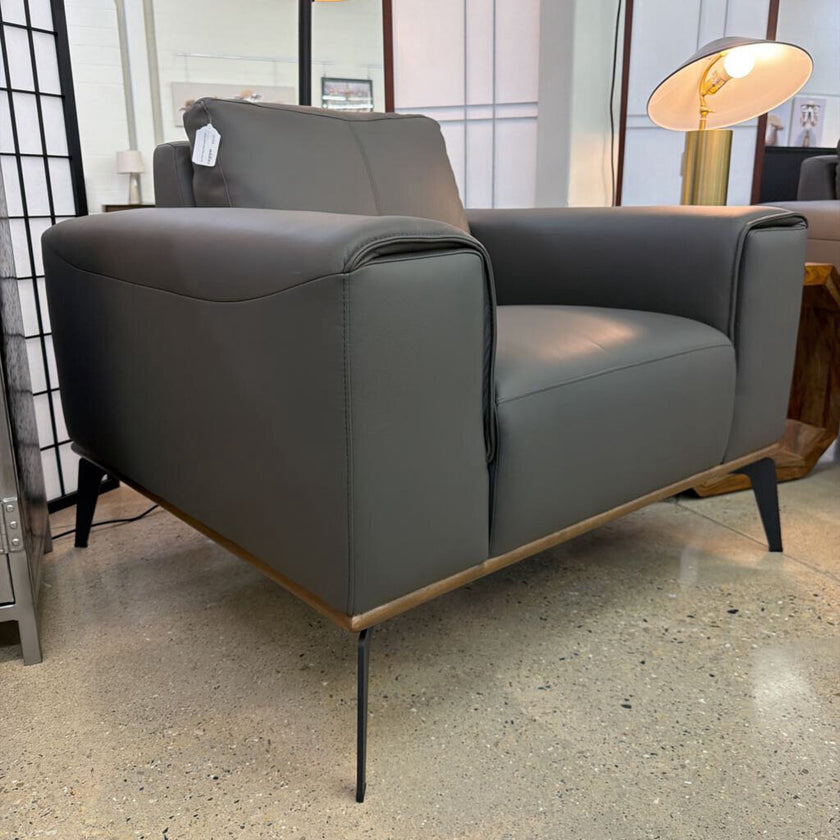 Top Grain Gray Mod Leather Chair