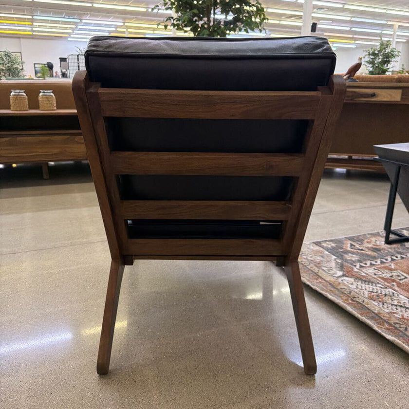 Walnut Leather Accent Chair