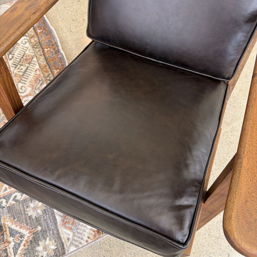 Walnut Leather Accent Chair