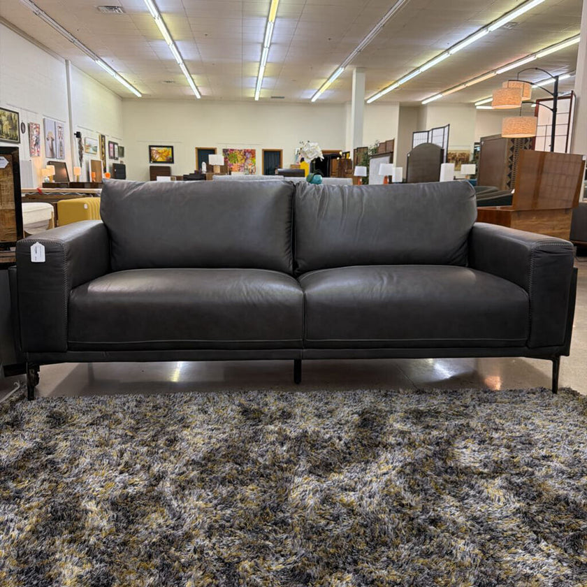 Charcoal Leather Sofa