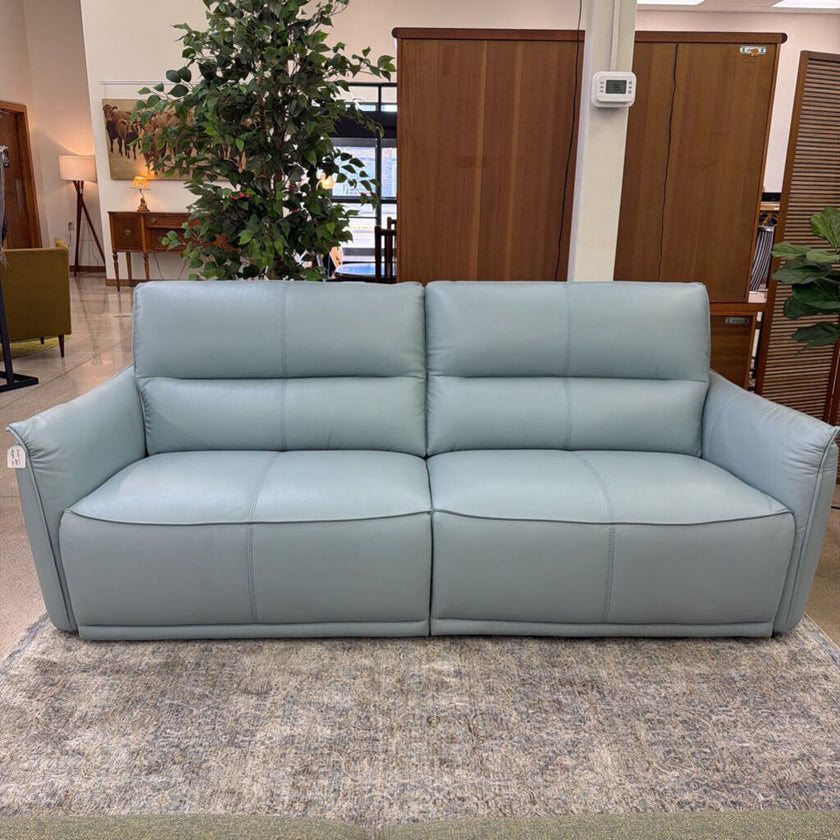 Robins Egg Blue Mod Leather Power Sofa