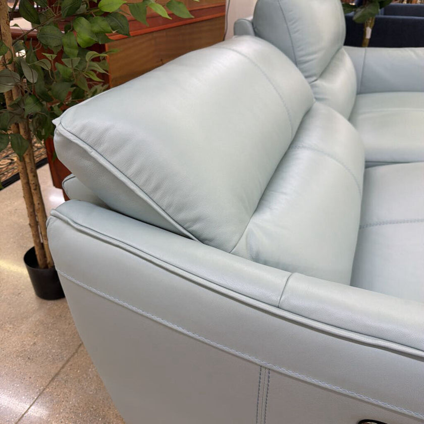 Robins Egg Blue Mod Leather Power Sofa