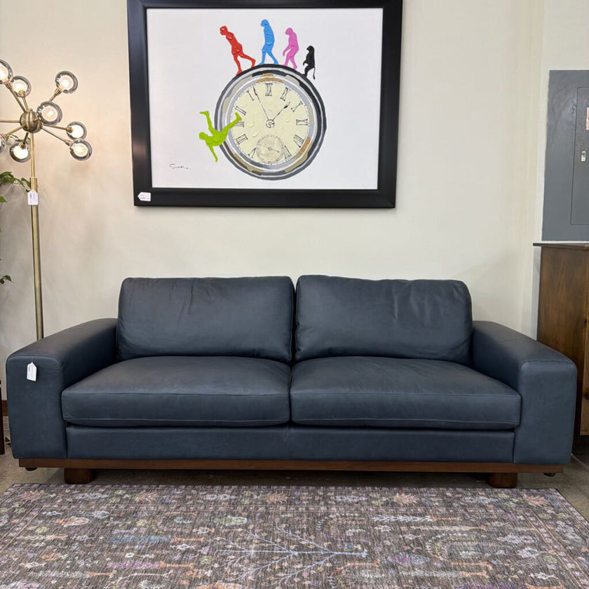 Alessandra Blue Leather Sofa