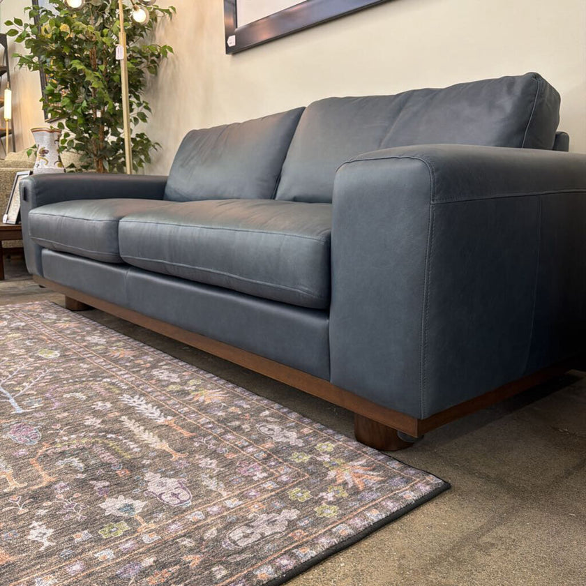 Alessandra Blue Leather Sofa