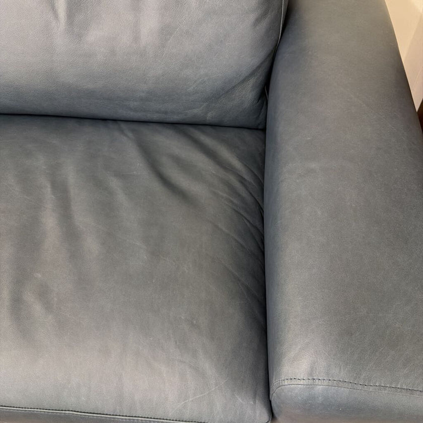 Alessandra Blue Leather Sofa