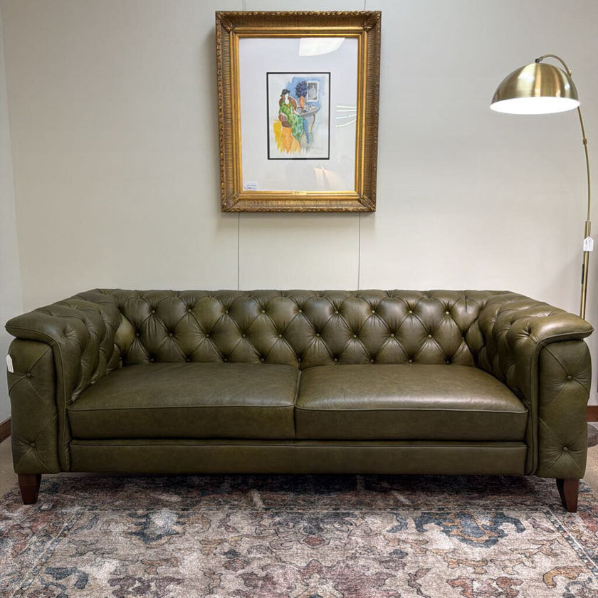 Daphne Green Leather Sofa