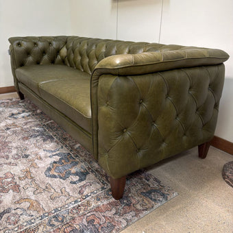 Daphne Green Leather Sofa