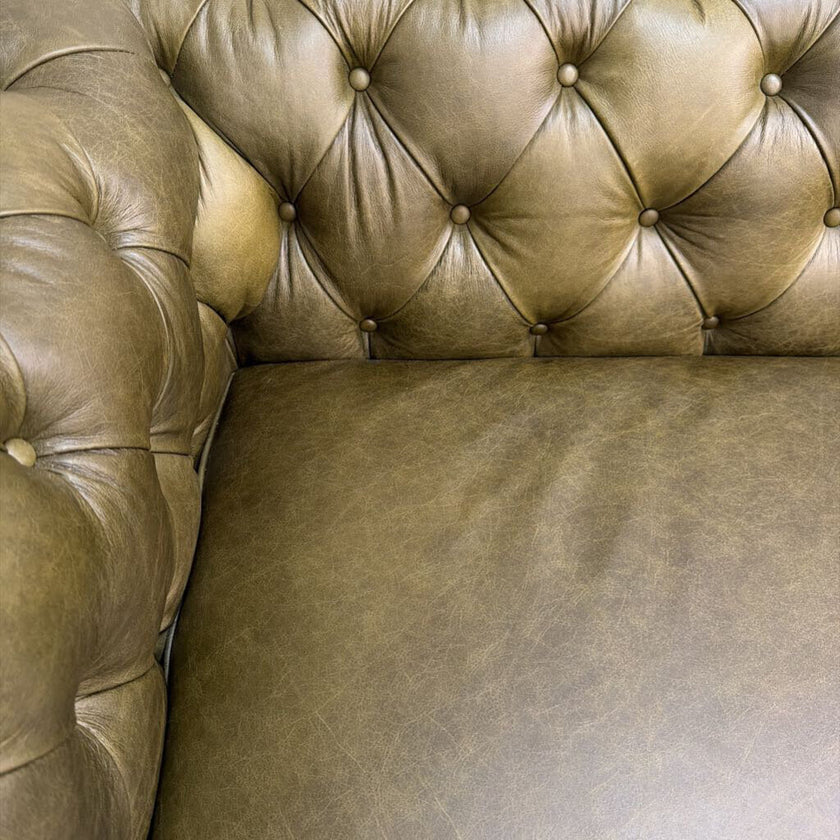 Daphne Green Leather Sofa