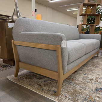 Wood Framed Grey Sofa