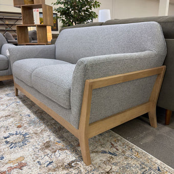 Wood Framed Grey Loveseat