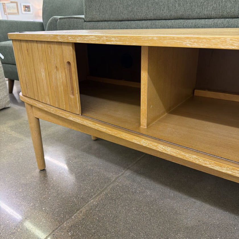 Natural Tambour Door Media Stand