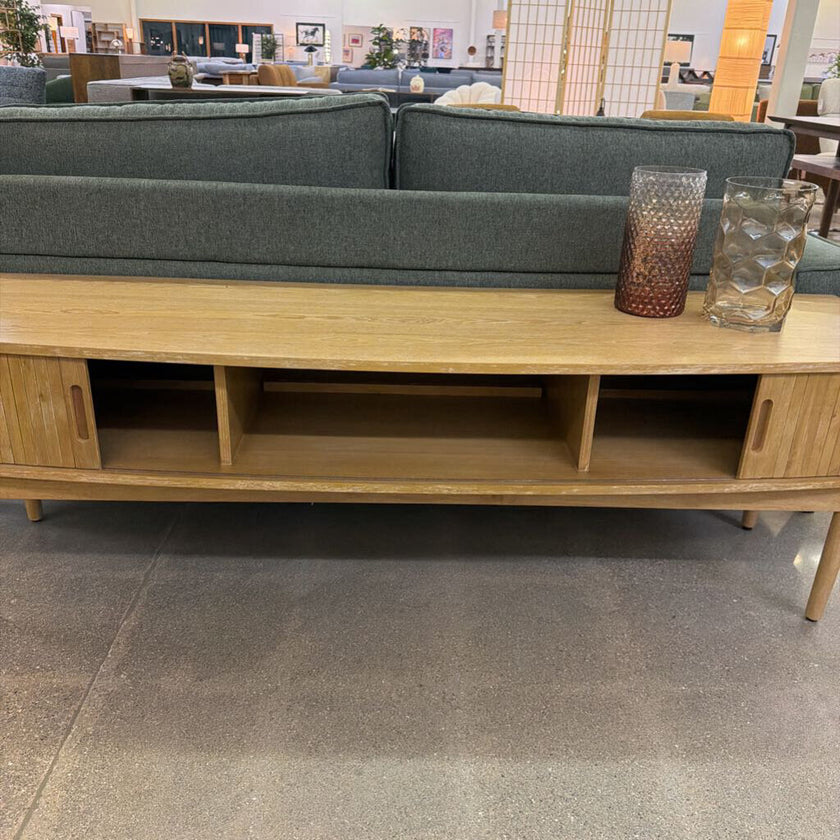 Natural Tambour Door Media Stand
