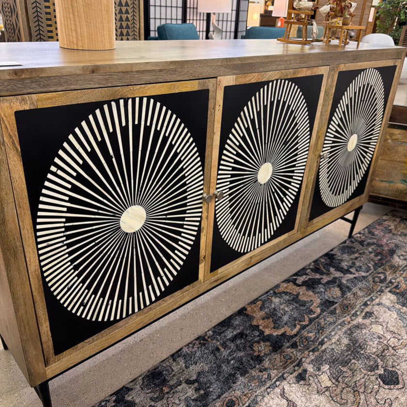 Bone Inlay 3 Door Cabinet