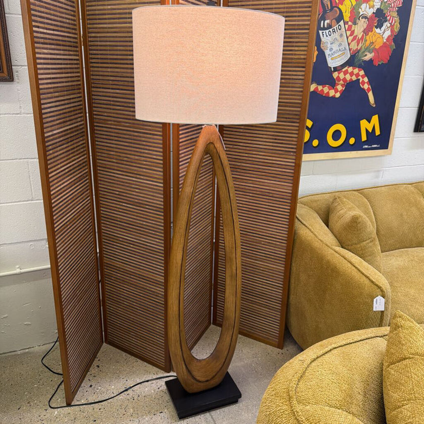 Wood Oval Floor Lamp