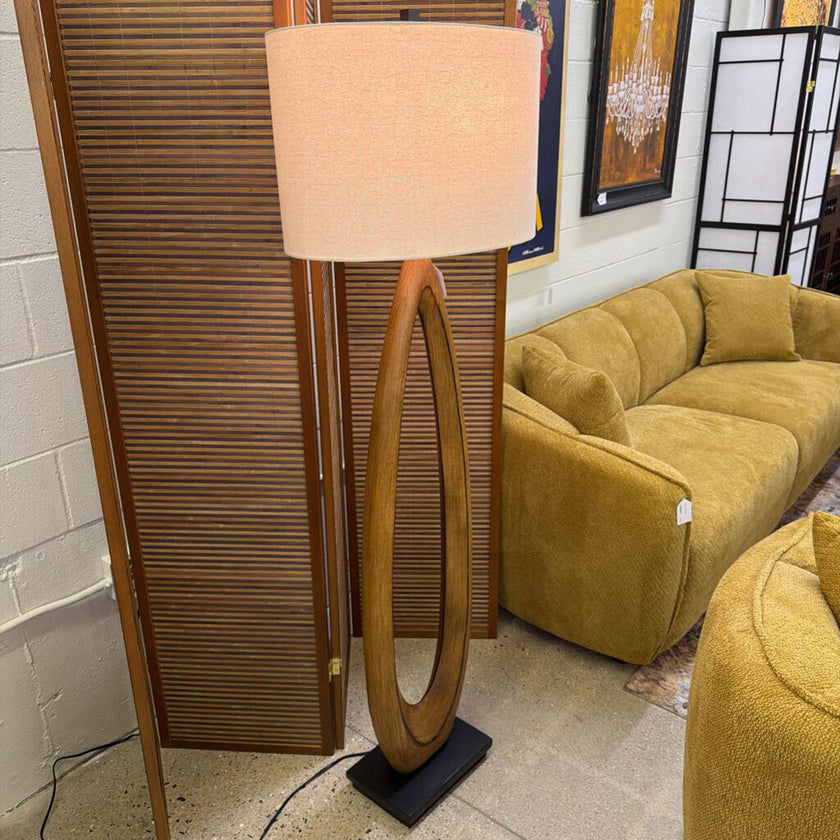 Wood Oval Floor Lamp
