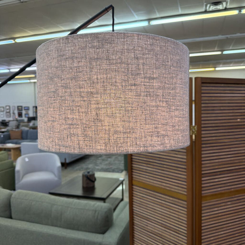 Walnut and Black Metal Arc Lamp