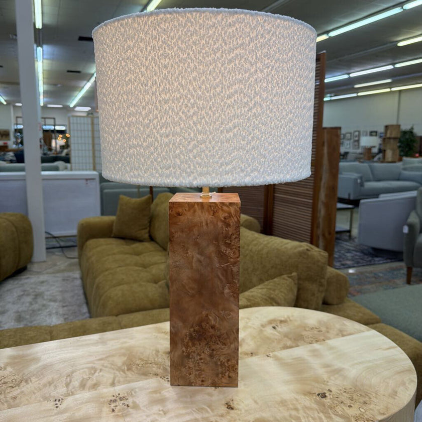 Small Burl Wood Table Lamp