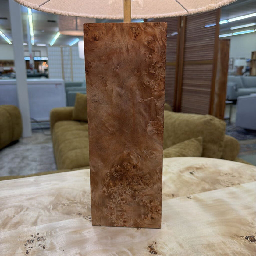 Small Burl Wood Table Lamp