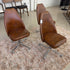 Mid Century Brown Leather & Silver Roll Chairs