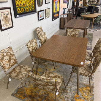 MC Brown Floral 8 Dining Chair & Table Set