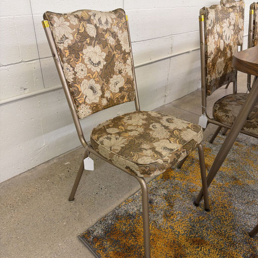 MC Brown Floral 8 Dining Chair & Table Set
