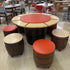 Whiskey Barrel Card Table and 7 Stool Set