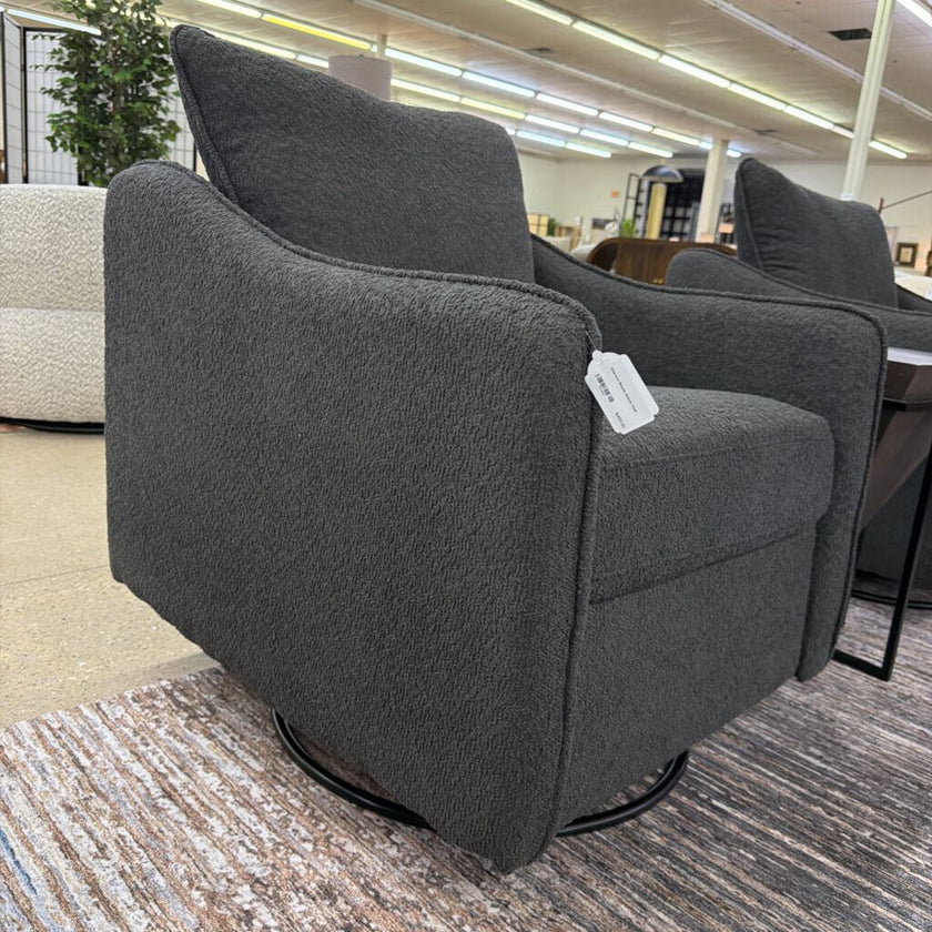 Charcoal Boucle Swivel Chair