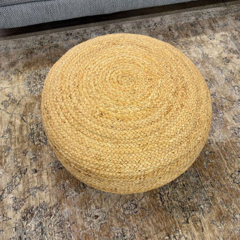 Addley Braided Natural Jute Large Round Pouf Ottoman