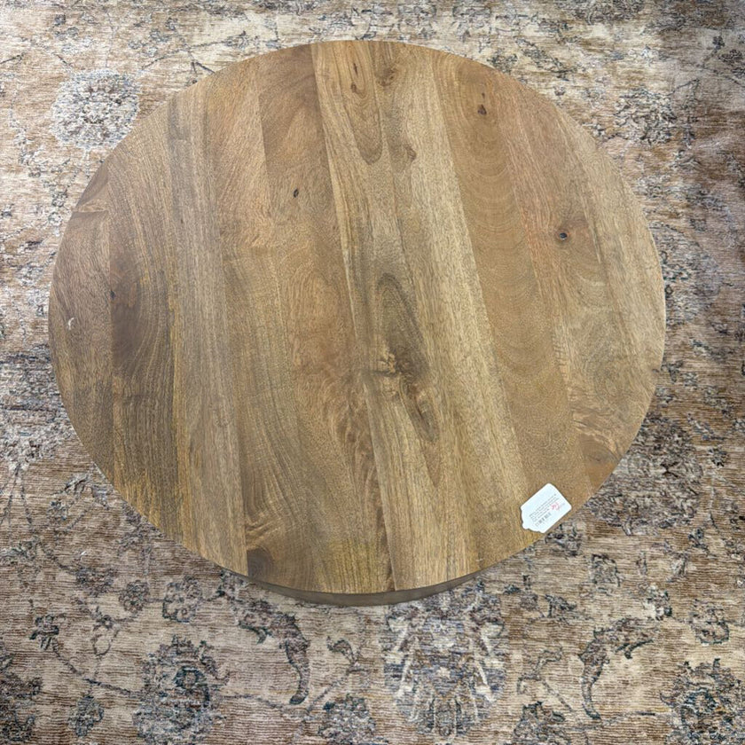 Millbury SOLID MANGO WOOD 36 inch Wide Round Contemporary Drum Coffee Table in Briarsmoke, Fully Assembled