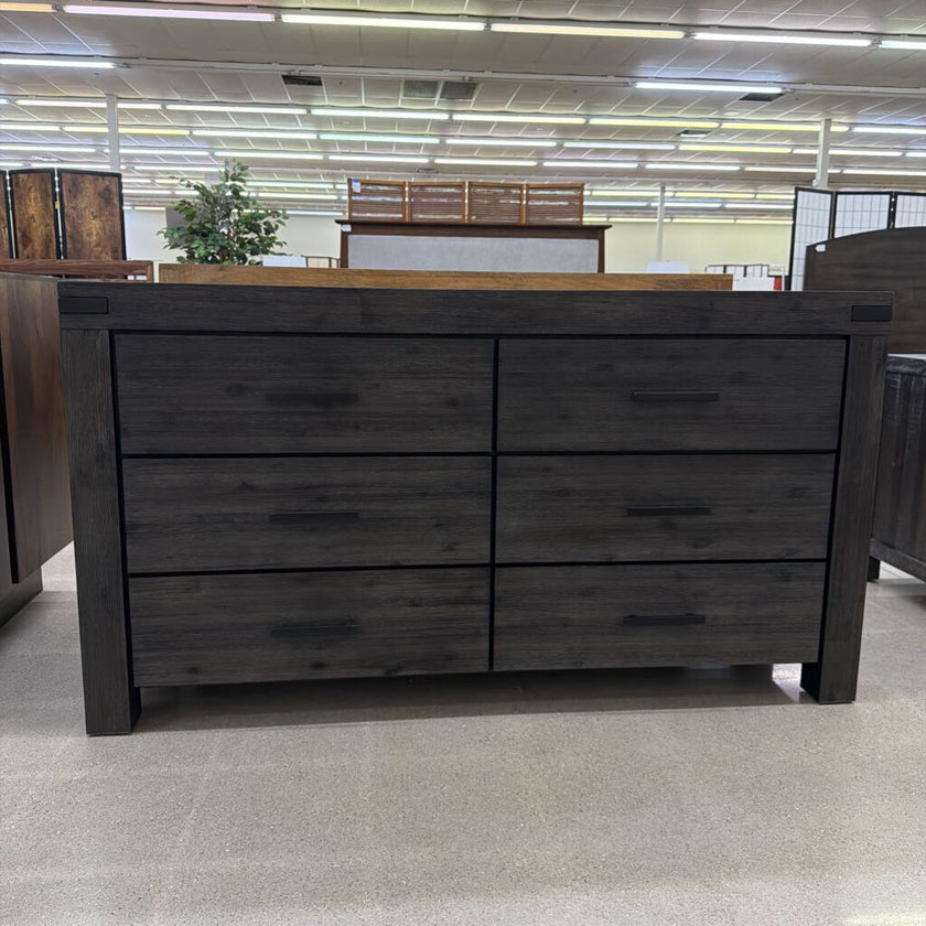 Modus Meadow Six Drawer Solid Wood Dresser in Graphite