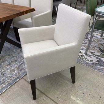 Modesto Upholstered Arm Chair in Abalone Linen and French Roast