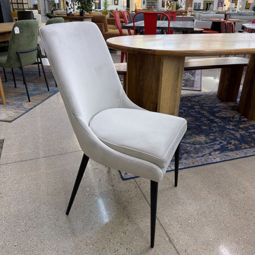 Winston Upholstered Metal Leg Dining Chair in Ash Grey and Black