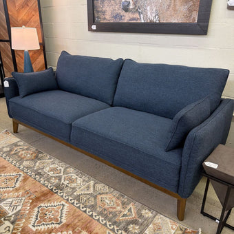 Wood Base Navy Sofa