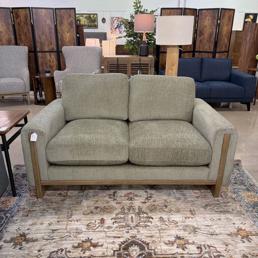 Green Wood Trim Loveseat