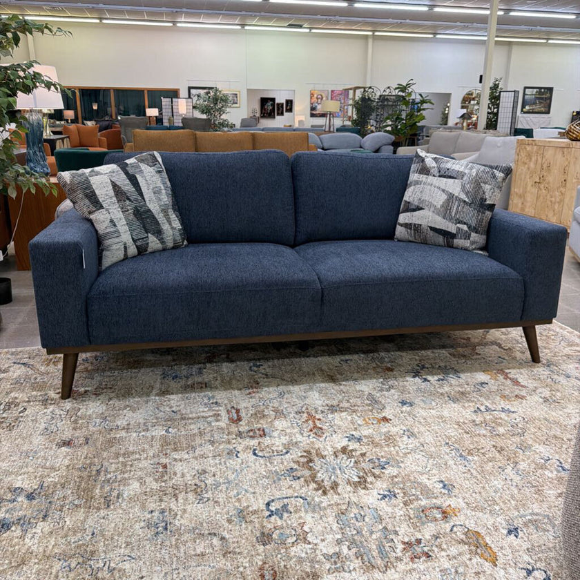 Navy Wood Base Sofa