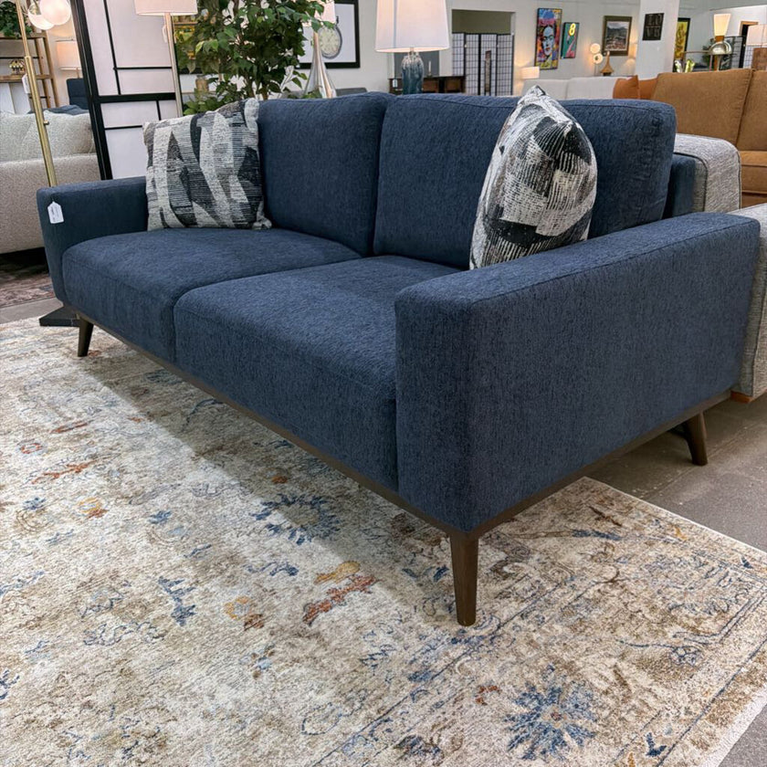 Navy Wood Base Sofa