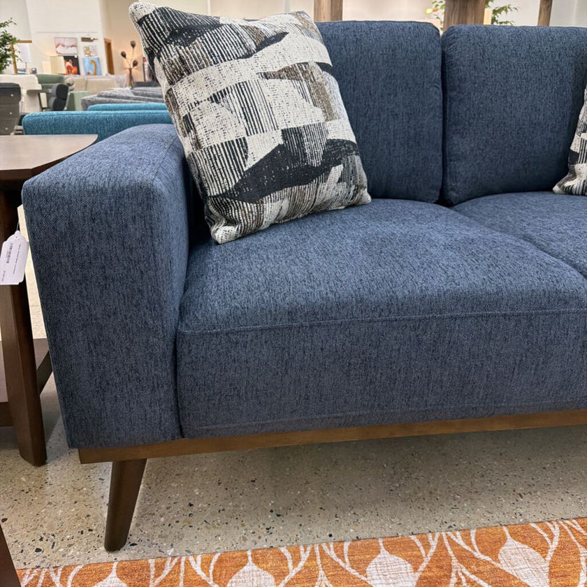 Navy Wood Base Loveseat