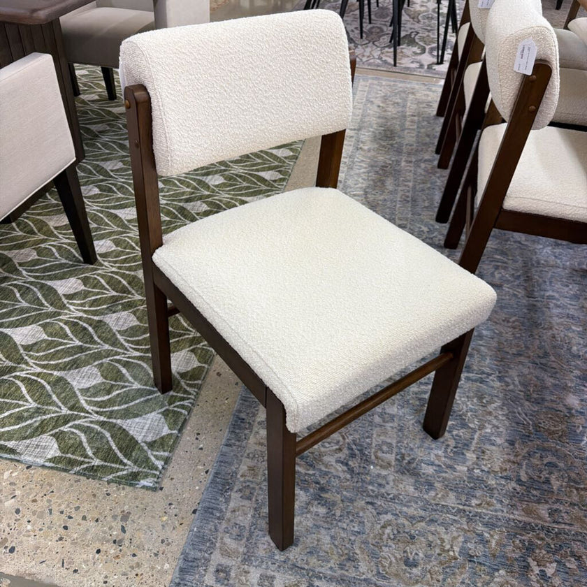Walnut w/ Cream Fabric Dining Chair