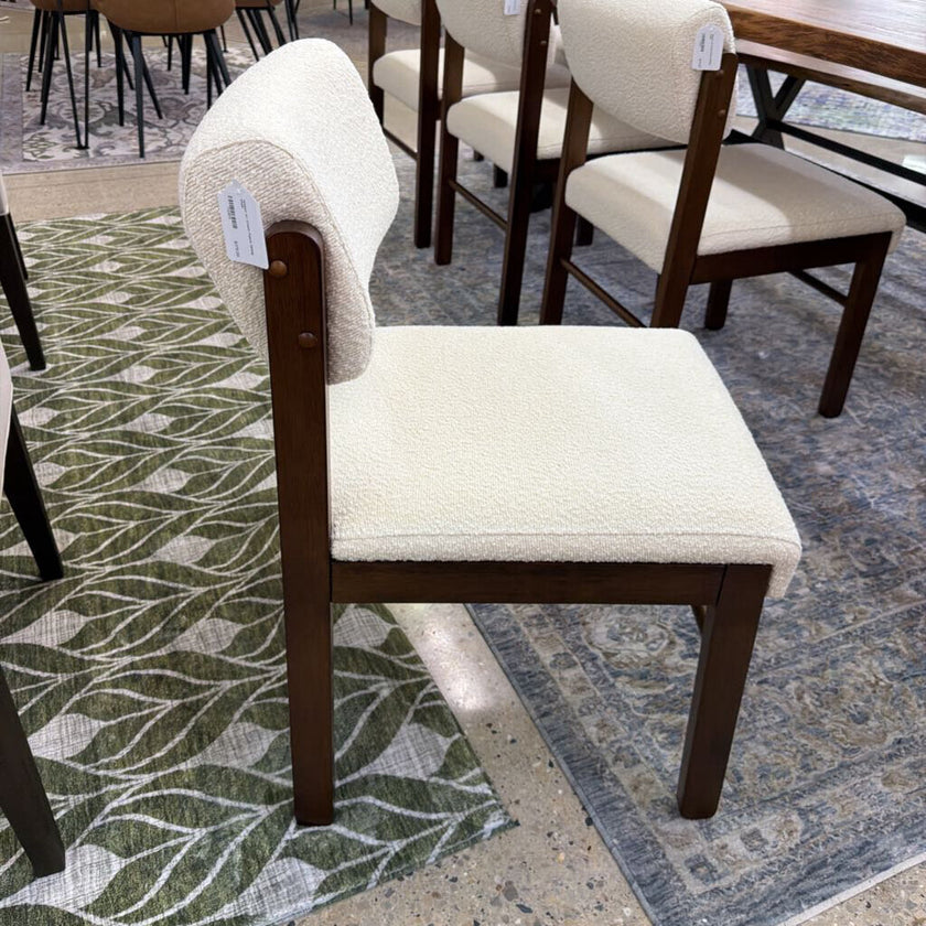 Walnut w/ Cream Fabric Dining Chair